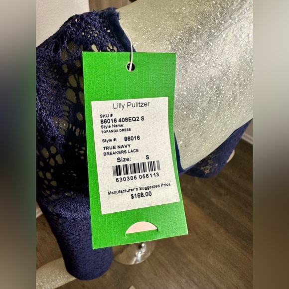Lily Pulitzer Navy Blue Topanga Crocket Long Bell sleeve Mini Dress. NWT! Size S - Picture 11 of 15
